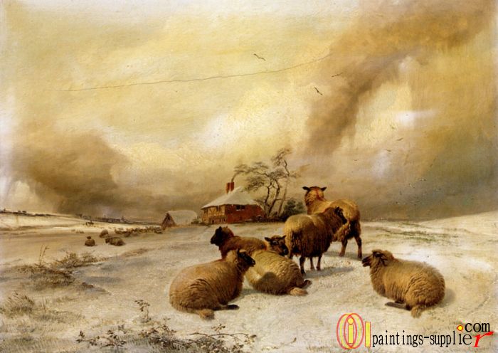 Sheep In A Winter Landscape,1860