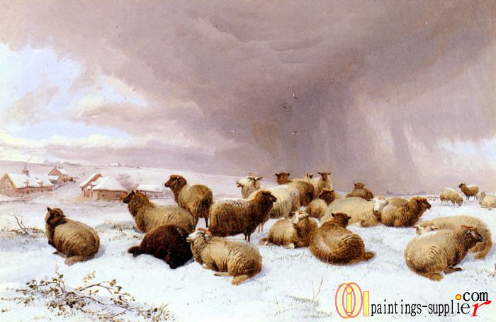 Sheep In Winter,1860.